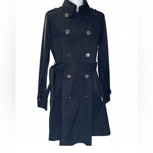 KARL LAGERFELD PARIS Double Breasted Trench Coat Black Size S